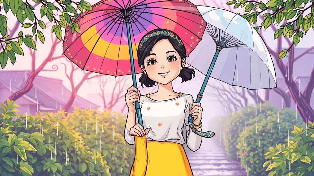 장마철 필수템, 액세서리 가이드 (cartoon 스타일)