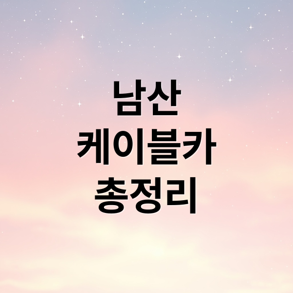 남산
케이블카
총정리 (남산 케이블카)