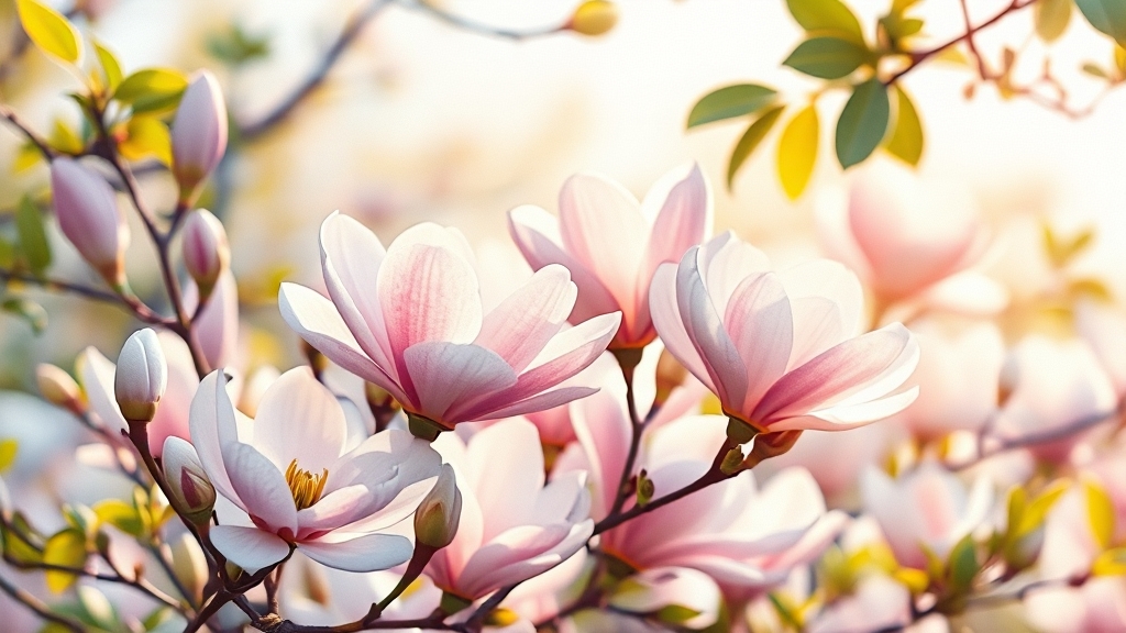 아쉬운 목련 개화 상황 (watercolor 스타일)