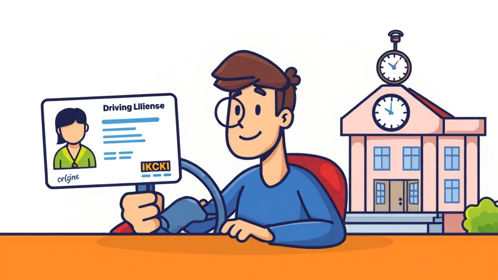 운전면허 관련 민원 처리 방법 (cartoon 스타일)