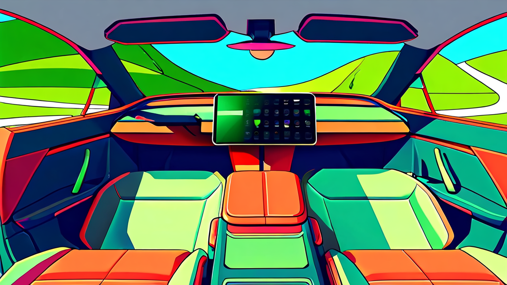 모델Y 실내 공간 활용성 및 편의 사양 (cartoon 스타일)