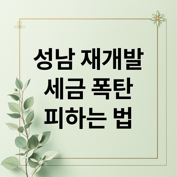 성남 재개발
세금 폭탄
피하는 법 (성남 재개발 세금 판단 시점)