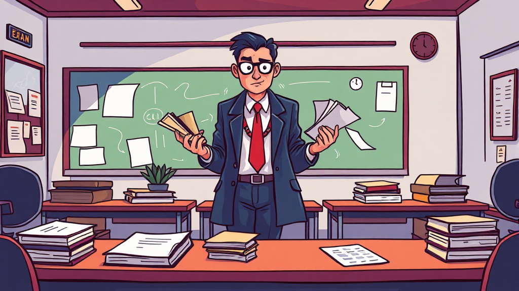 교사 혐의, 구조적 문제 심각 (cartoon 스타일)
