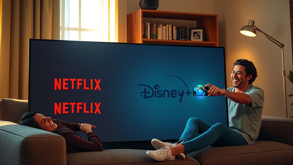 OTT 서비스와 크롬캐스트 활용 (realistic 스타일)