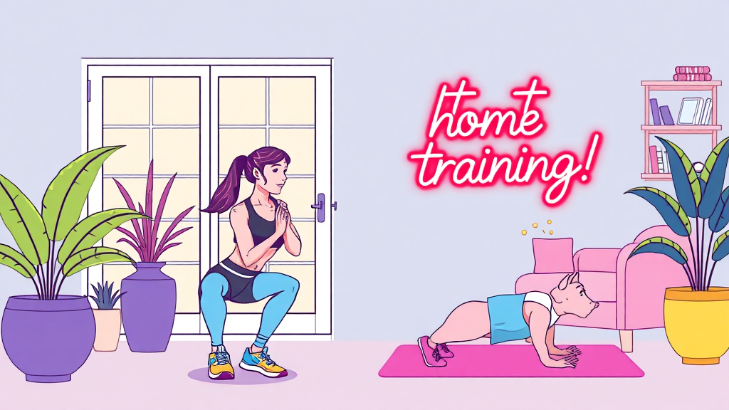 초보 홈트 루틴, 이렇게 시작하세요! (illustration 스타일)