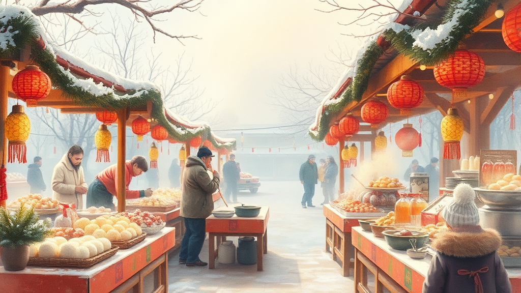 겨울 간식 & 먹거리 부스 (watercolor 스타일)