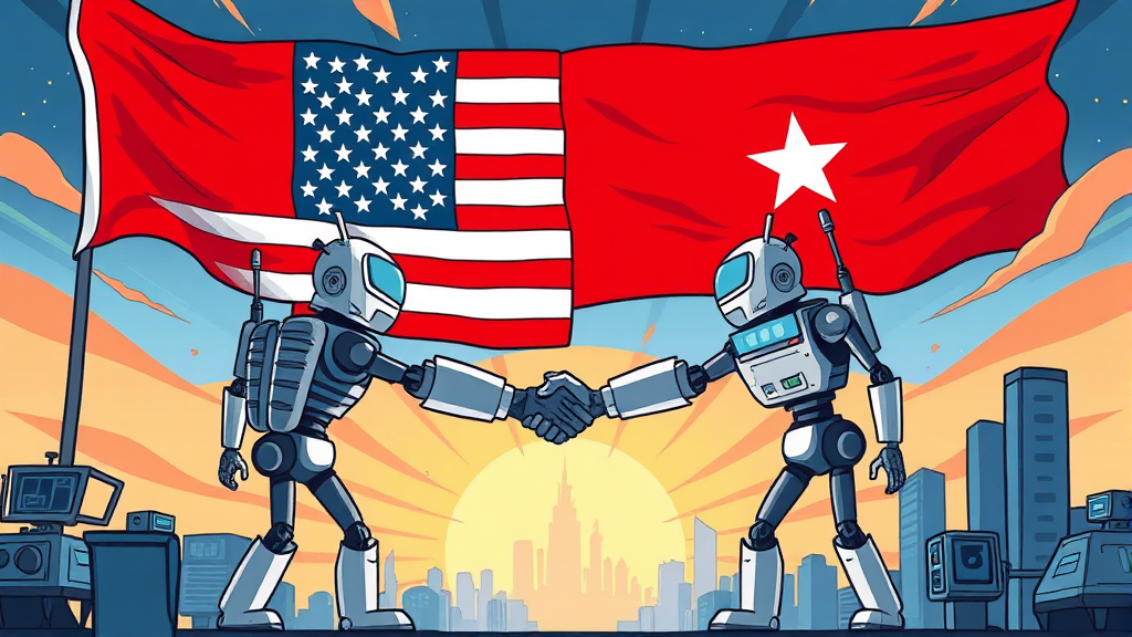 해외 로봇 유망주 분석 (미국, 중국) (cartoon 스타일)