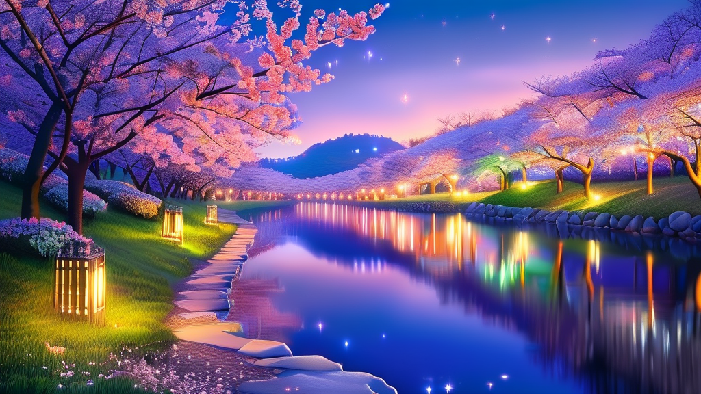보청천 벚꽃길의 매력: 동화 같은 풍경과 다채로운 즐길 거리 (realistic 스타일)
