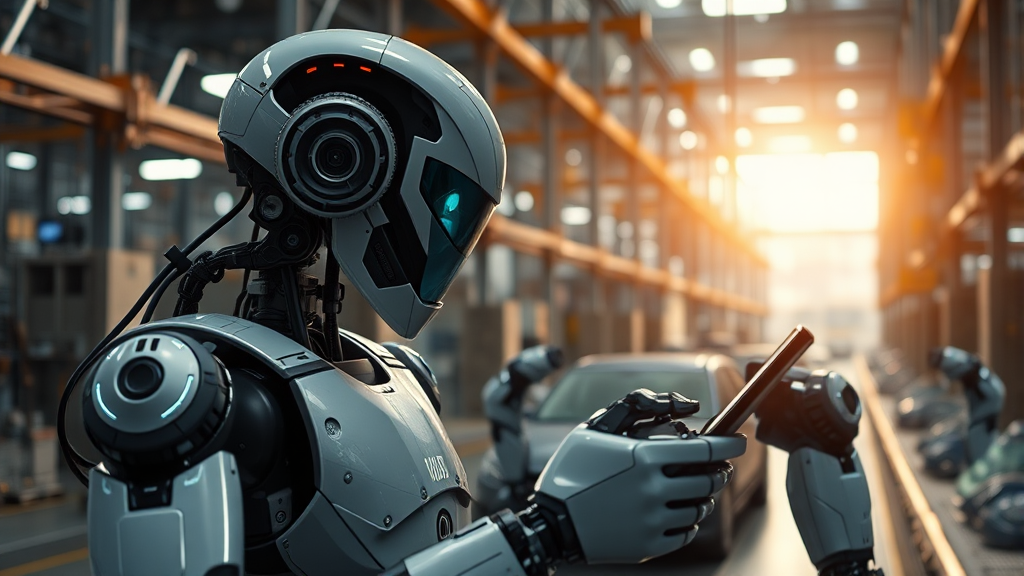 피지컬 AI와 로봇 산업의 발전 (realistic 스타일)