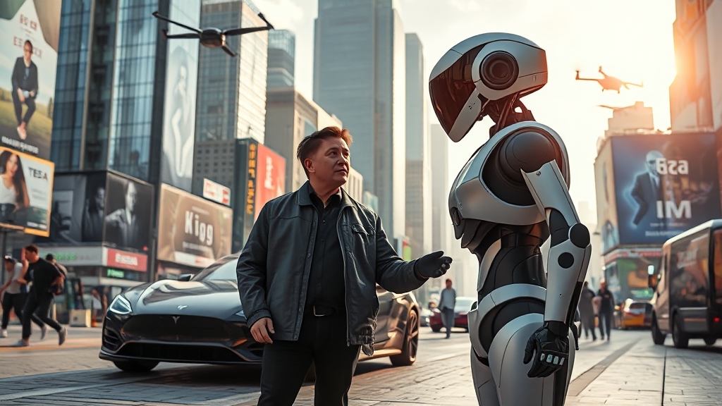 머스크의 AI 비전: 그록을 통한 미래 (realistic 스타일)