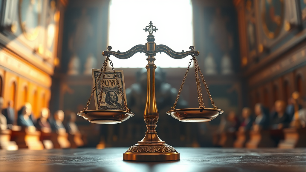 공탁금 납부 기준 및 준비 (realistic 스타일)