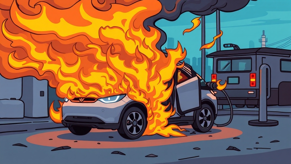 전기차 화재 예방, 이렇게 실천하세요! (cartoon 스타일)