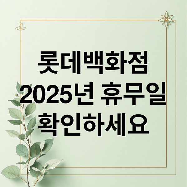 롯데백화점
2025년 휴무일
확인하세요 (롯데백화점 휴무일)