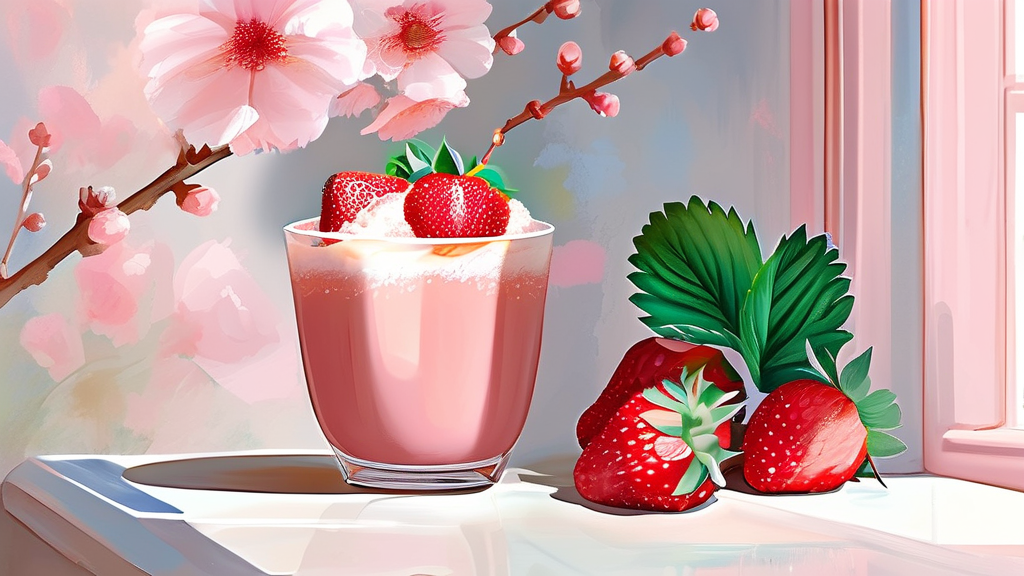 다양한 딸기 아사이 레모네이드 변주 (watercolor 스타일)