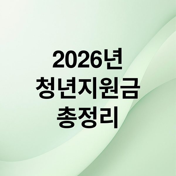 2026년
청년지원금
총정리 (청년지원금 놓치지 않는 법: 2026년 달라진 기준 확인)
