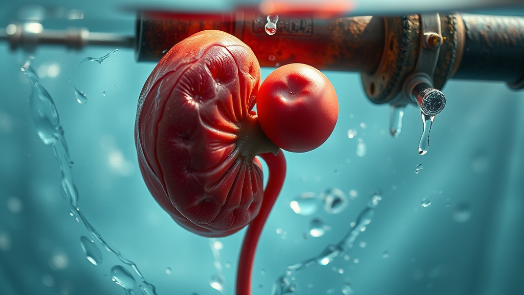 신장 기능 저하의 원인 (realistic 스타일)