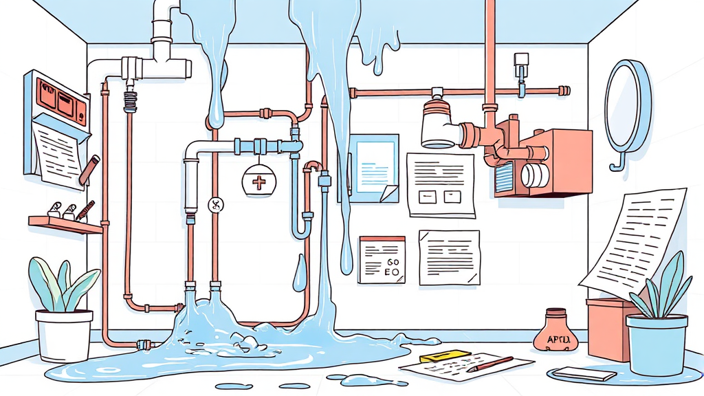 누수 사고, 책임 소재와 보험 처리 과정 완벽 분석 (illustration 스타일)