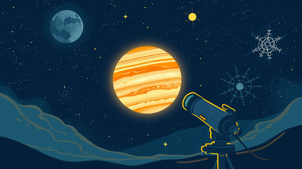 목성 관측, 언제 봐야 할까? (illustration 스타일)
