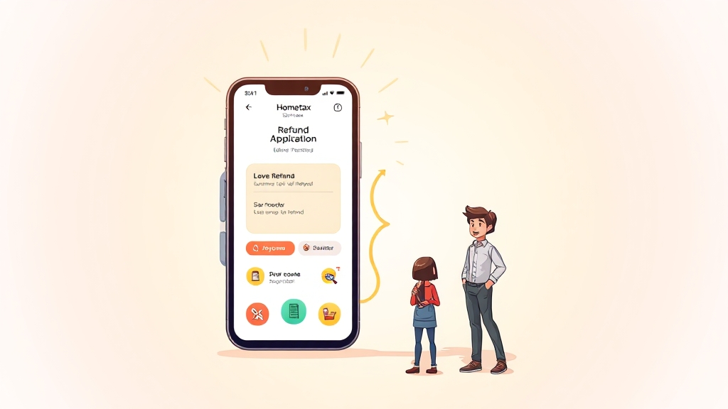 홈택스/손택스 앱 환급 신청 (cartoon 스타일)
