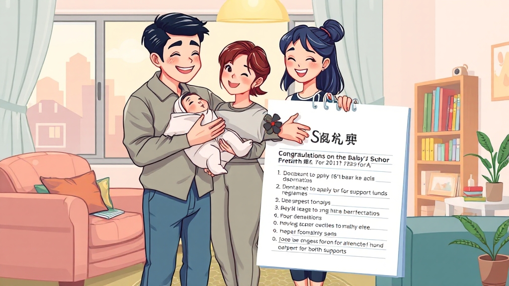 출산 지원금, 어떻게 신청하나요? (cartoon 스타일)