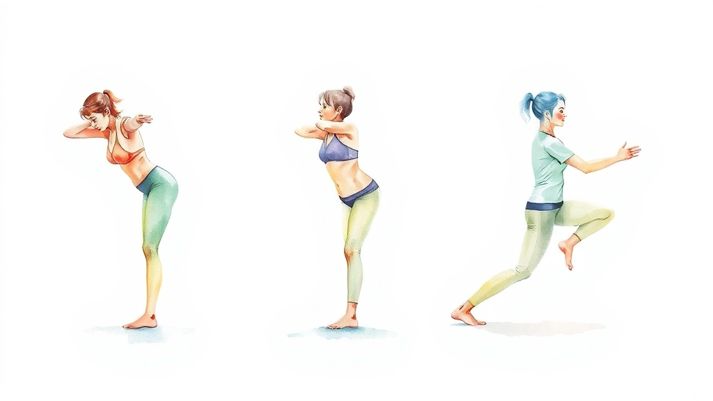 무릎 통증 완화 운동 요법 (watercolor 스타일)