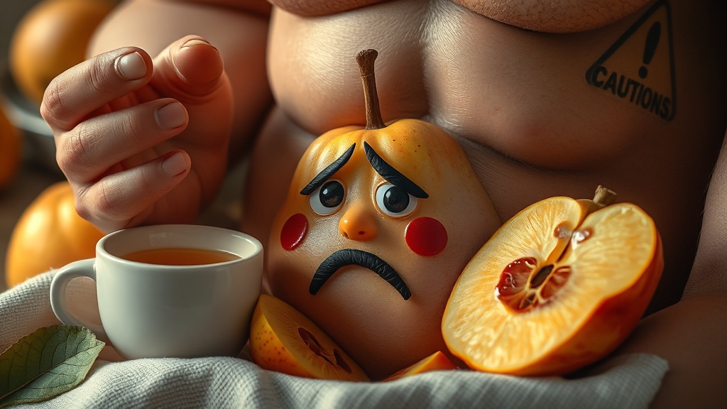 모과차 부작용 및 주의사항 (realistic 스타일)