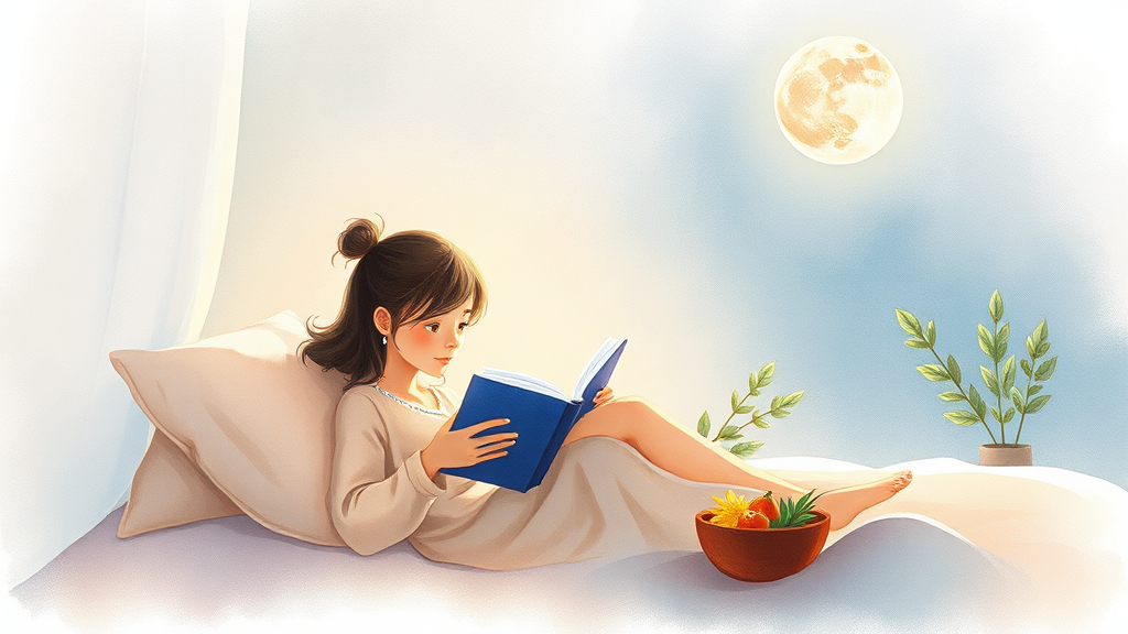 건강한 수면 습관: 식습관, 운동, 그리고 디지털 기기 사용법 (watercolor 스타일)