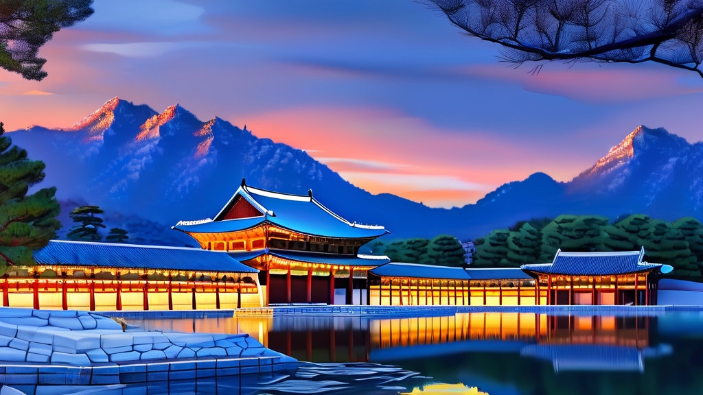 경복궁 야경, 밤의 신비로운 매력 탐험 (realistic 스타일)