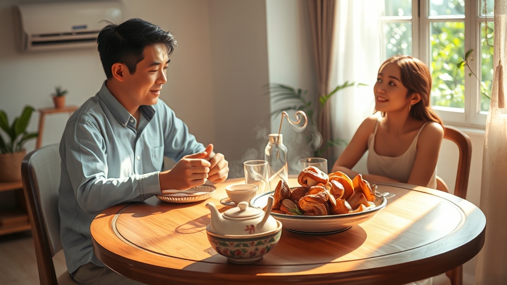 냉방병, 좋은 음식과 건강 관리 팁은? (realistic 스타일)