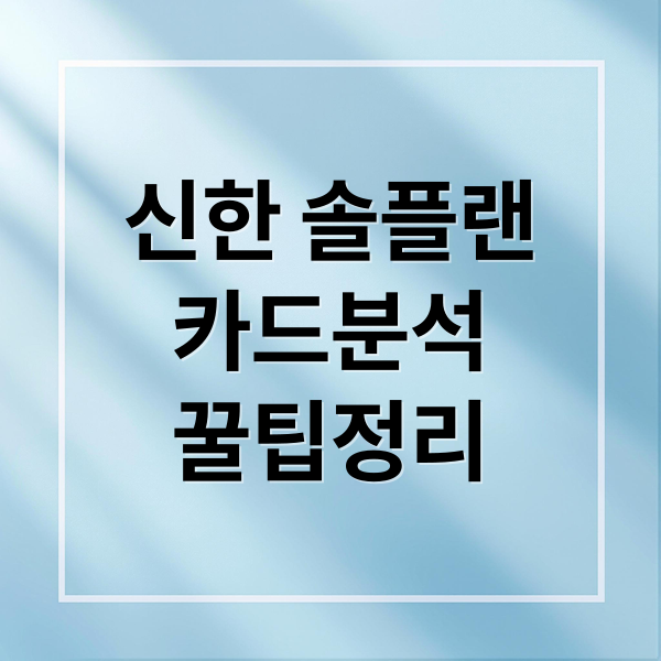 신한 솔플랜
카드분석
꿀팁정리 (신한 솔플랜카드 캐시백)