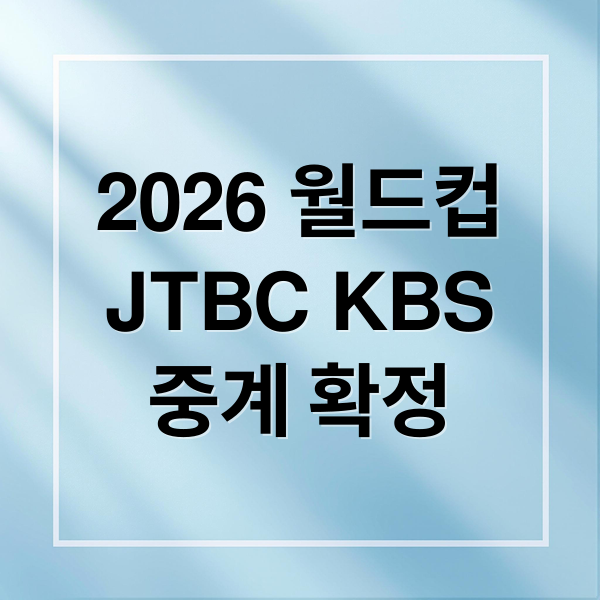 2026 월드컵
JTBC KBS
중계 확정 (2026 월드컵 중계 채널 JTBC KBS)