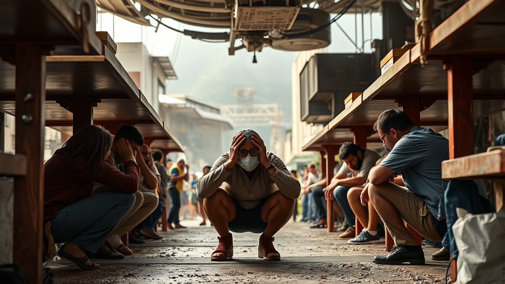 지진 발생 시 대피 요령 및 안전 수칙 (realistic 스타일)