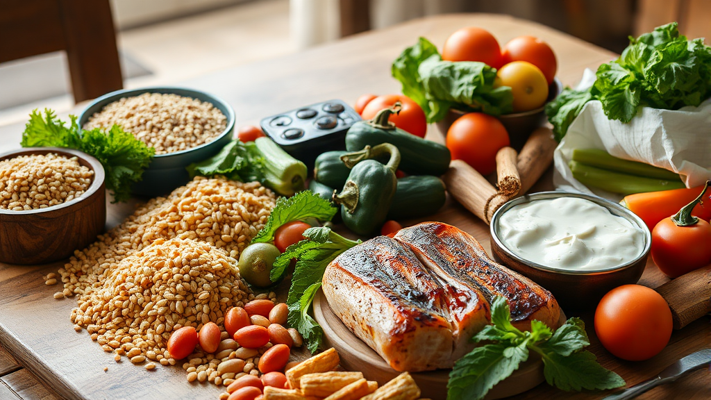 혈당 스파이크를 줄이는 식재료 활용법 (realistic 스타일)