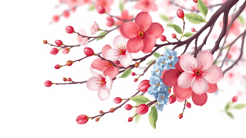 매화꽃 종류별 특징과 개화 시기 (illustration 스타일)