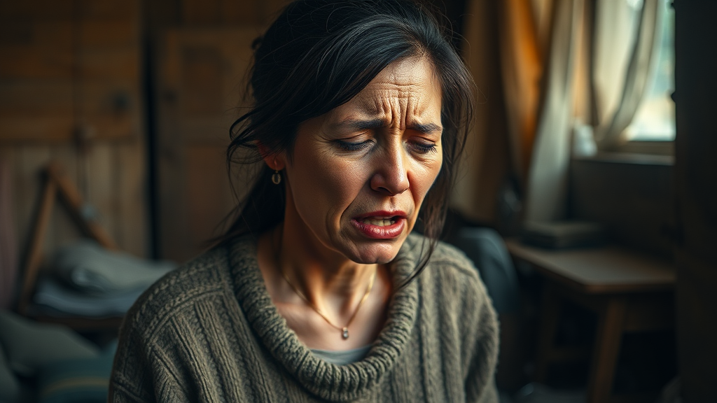 끊이지 않는 마른 기침 원인 (realistic 스타일)