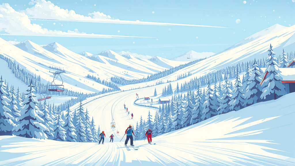 스키장 운영 이슈 & 전망 (illustration 스타일)