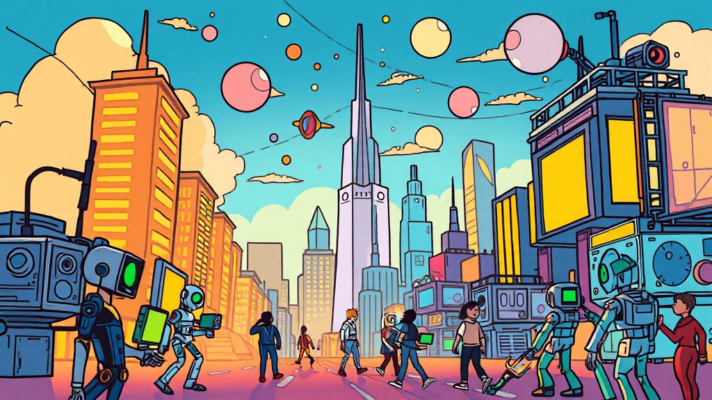 로봇 기술의 미래와 윤리적 고민 (cartoon 스타일)