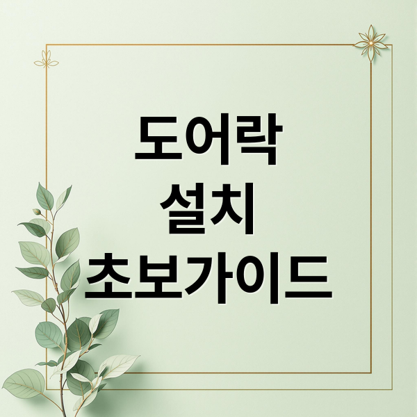 도어락
설치
초보가이드 (도어락 설치)