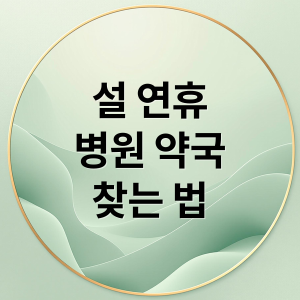 설 연휴
병원 약국
찾는 법 (설 연휴 병원 약국)