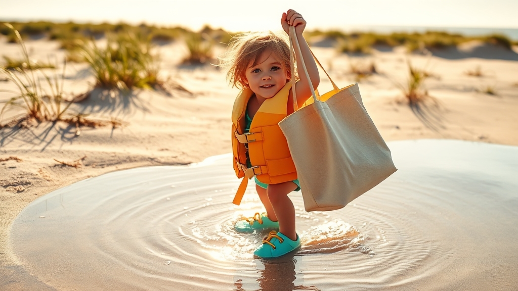 아이와 함께 물놀이 꿀팁 (realistic 스타일)