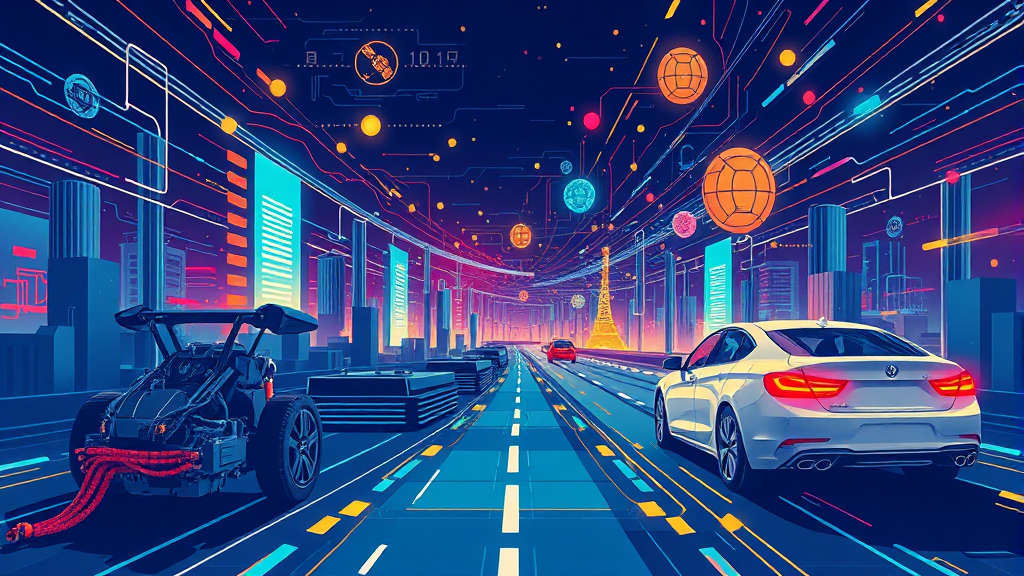 산업 동향: 기술 경쟁과 기업 변화 (illustration 스타일)