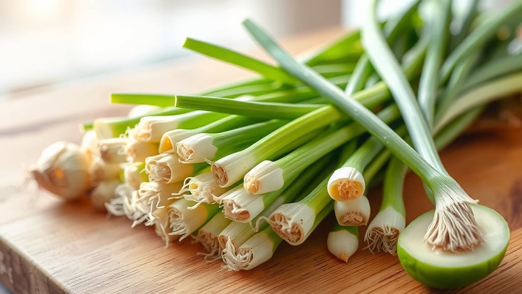 쪽파, 어떤 효능이 있을까? (realistic 스타일)