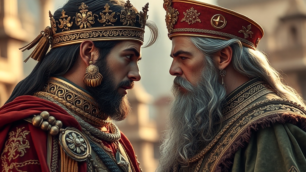 복잡하게 얽힌 인물 관계도 (realistic 스타일)