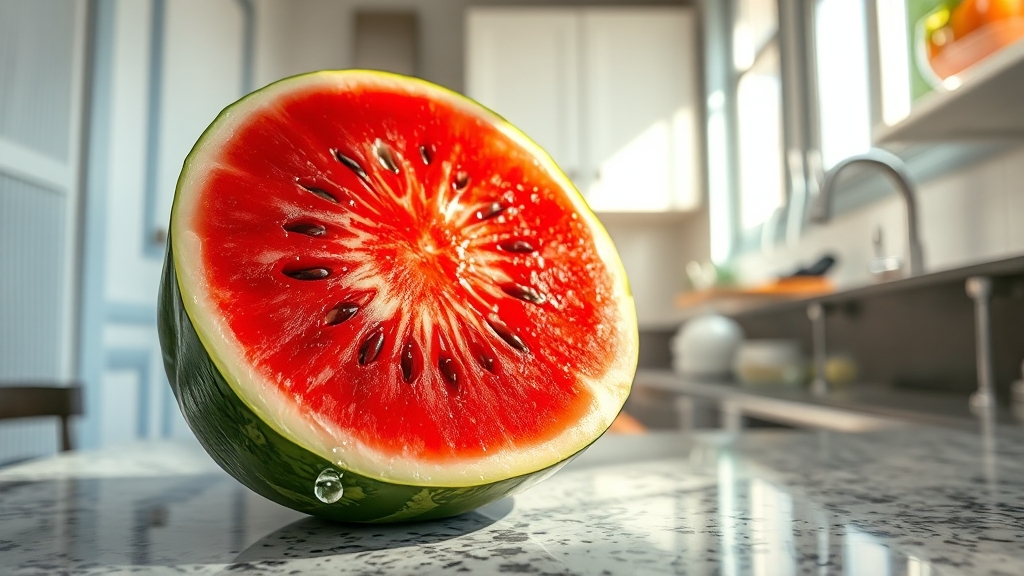 수박 껍질 vs 과육, 영양 비교 (realistic 스타일)