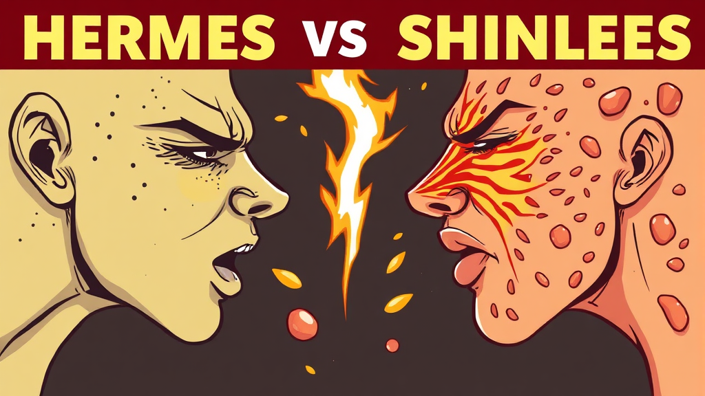 단순포진 vs 대상포진: 핵심 차이 (illustration 스타일)