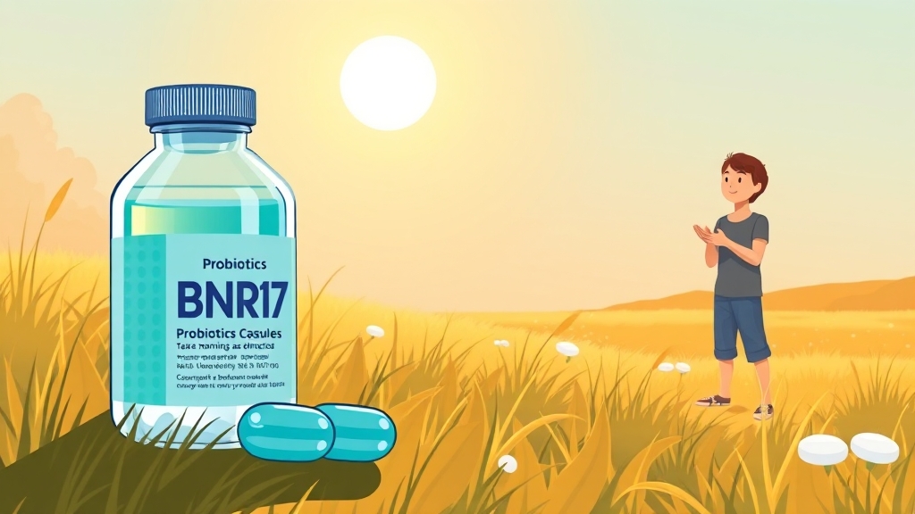 BNR17 유산균 복용법 (cartoon 스타일)