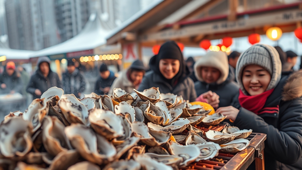 천북굴 축제: 시작 이야기 (realistic 스타일)