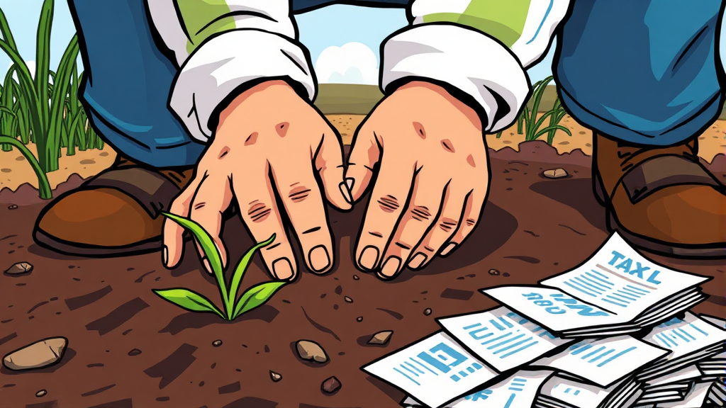 자경 농지 양도 시 발생할 수 있는 리스크 및 대처 방안 (cartoon 스타일)