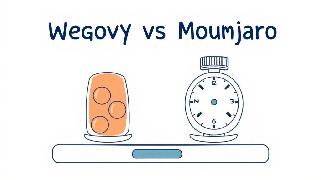 위고비 또는 마운자로 선택 기준 (illustration 스타일)