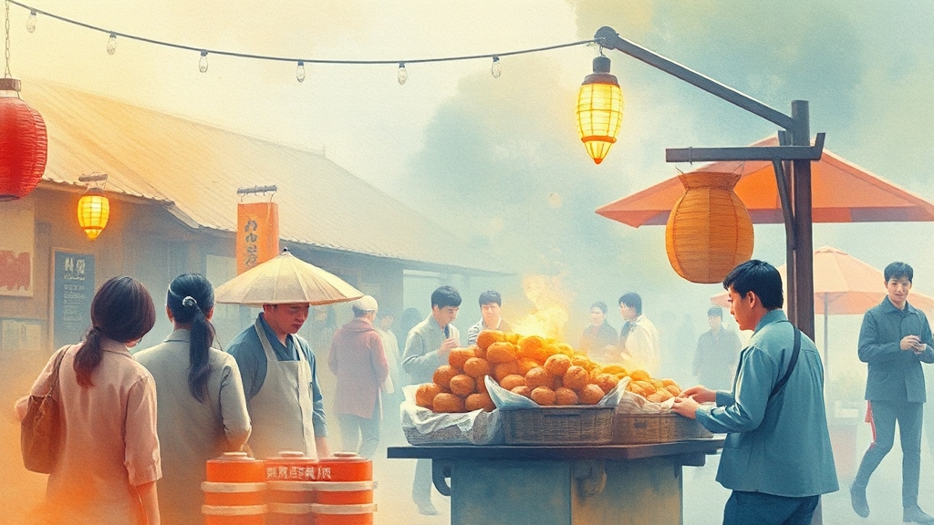 모란 5일장 맛집 탐방 (watercolor 스타일)